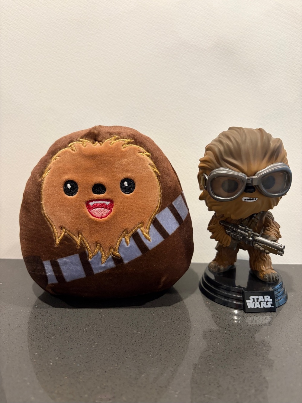 Star Wars Chewbacca toy set with Squishmallow and Funko Pop Bobblehead